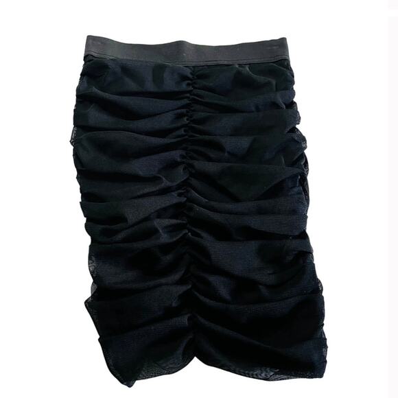 Zara Skirt SizeM Medium Mesh Ruched Mini Black - Picture 2 of 4